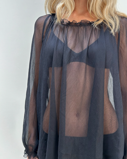 Alberta Ferretti Sheer Silk Blouse