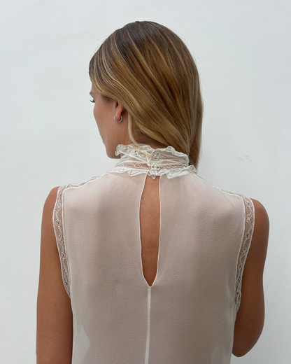 Chanel SS2007 Sheer Lace Ruffle Blouse