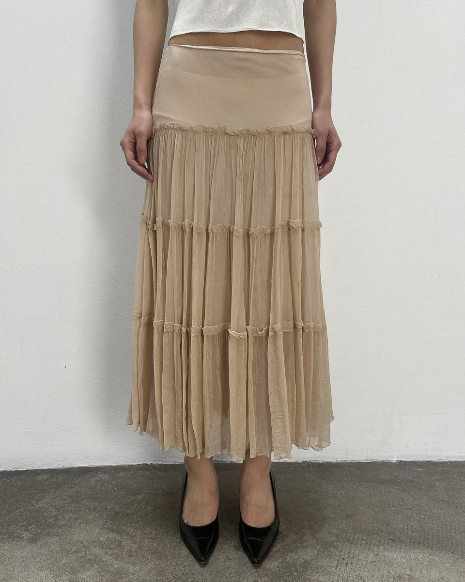 Blumarine Tiered Silk Skirt
