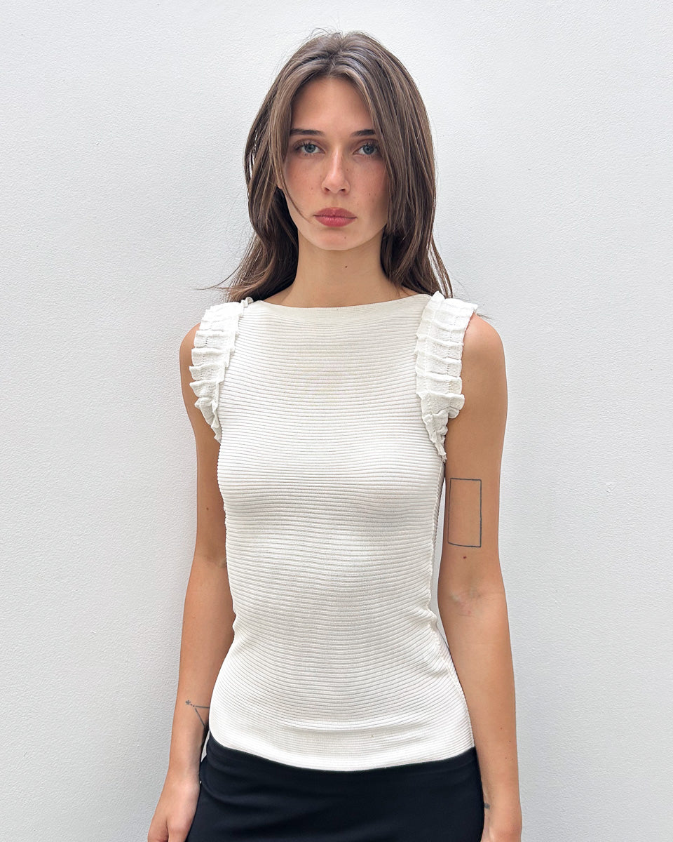 Emporio Armani Ruffle Sleeve Top