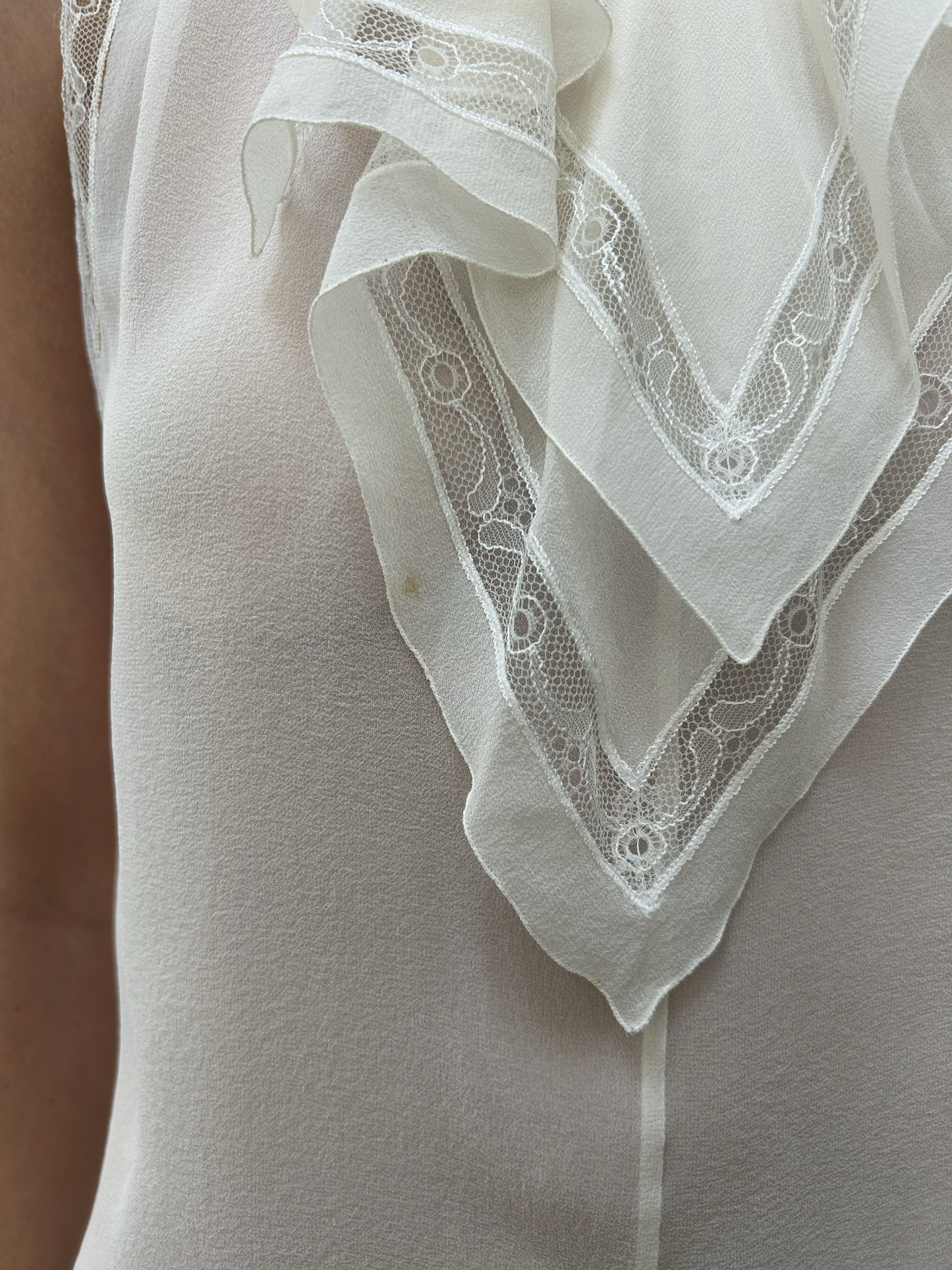 Chanel SS2007 Sheer Lace Ruffle Blouse