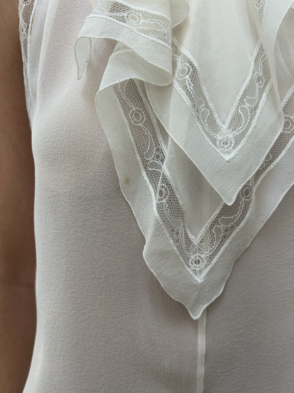 Chanel SS2007 Sheer Lace Ruffle Blouse