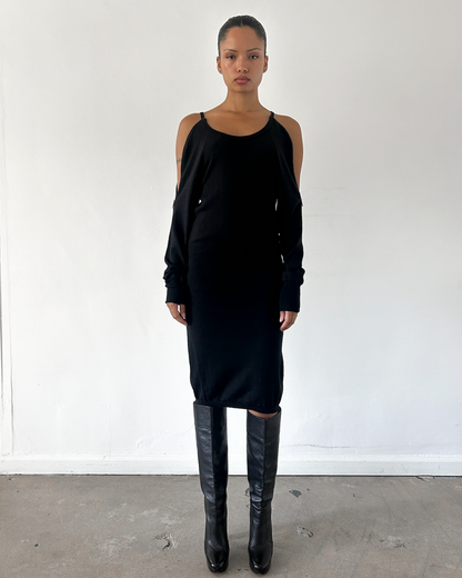 MM6 Maison Margiela Off the Shoulder Zipper Knit Dress