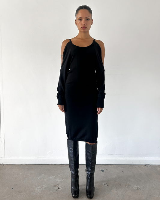 MM6 Maison Margiela Off the Shoulder Zipper Knit Dress