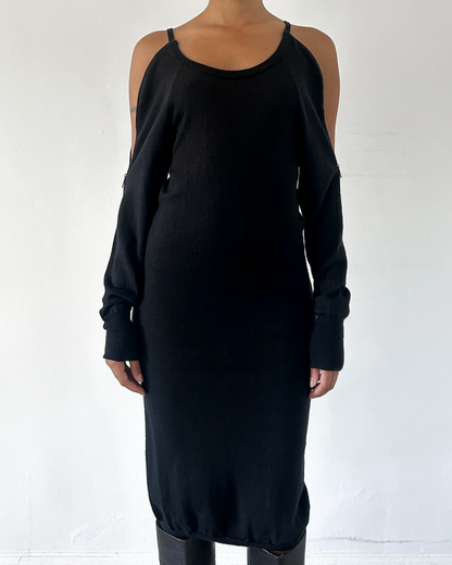 MM6 Maison Margiela Off the Shoulder Zipper Knit Dress