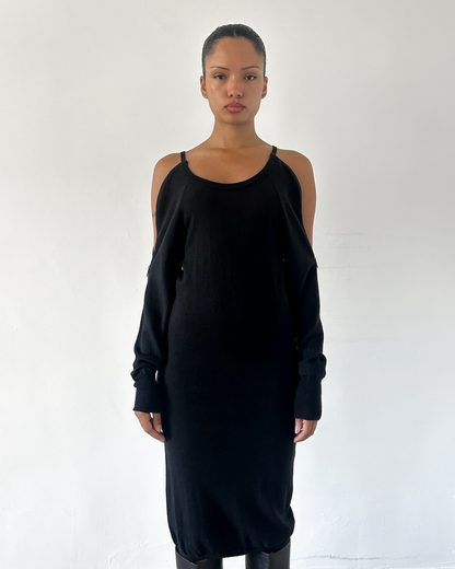 MM6 Maison Margiela Off the Shoulder Zipper Knit Dress