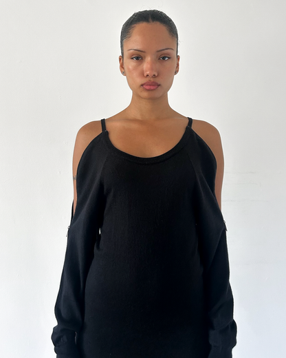 MM6 Maison Margiela Off the Shoulder Zipper Knit Dress