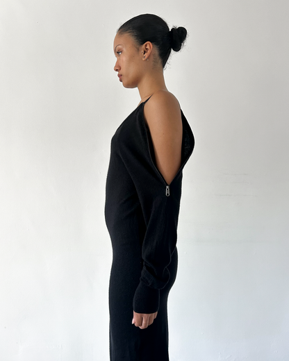 MM6 Maison Margiela Off the Shoulder Zipper Knit Dress