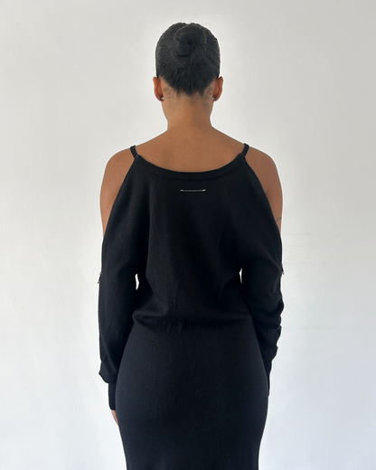 MM6 Maison Margiela Off the Shoulder Zipper Knit Dress