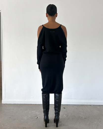 MM6 Maison Margiela Off the Shoulder Zipper Knit Dress