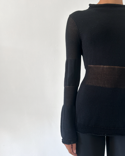 Y’s Yohji Yamamoto AW2002 Peplum Sheer Knit Sweater