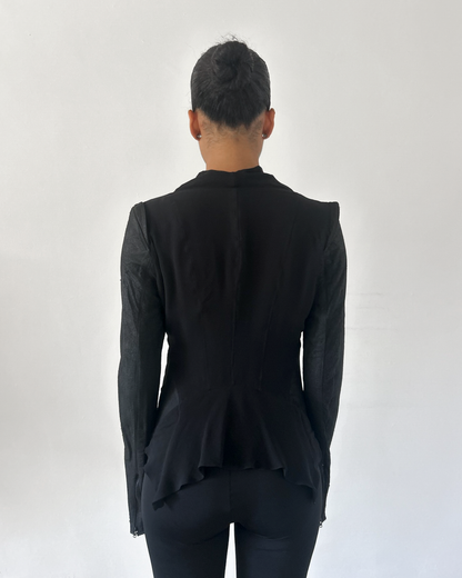 Isabel Benenato SS14 Silk & Leather Draped Jacket